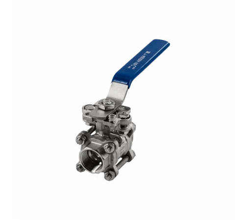 Кран шаровый муфтовый под привод нержавеющий (3PC), AISI304 DN25 (1
