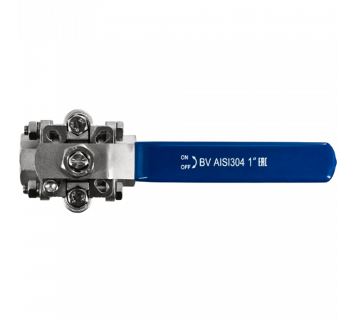 Кран шаровый муфтовый под привод нержавеющий (3PC), AISI304 DN25 (1