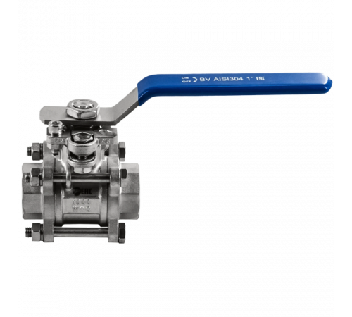 Кран шаровый муфтовый под привод нержавеющий (3PC), AISI304 DN25 (1