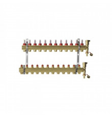Группа коллекторная латунь FHF-F set 1" ВР/ВР 12 вых 3/4" НР с расходомерами Danfoss 088U0732