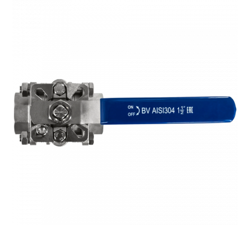 Кран шаровый муфтовый под привод нержавеющий (3PC), AISI304 DN40 (1_1/2