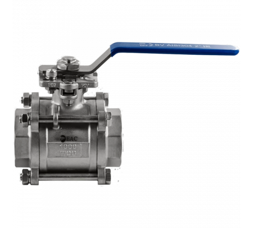 Кран шаровый муфтовый под привод нержавеющий (3PC), AISI304 DN50 (2