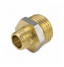 Ниппель латунь никель переходной Ду 20х15 (3/4"х1/2") НР 9023 ГОСТ 32585-2013 Aquasfera 9023-03