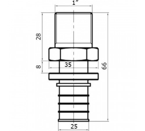 Переходник Stout SFA 0001 25xR 1, аксиальный, с наружной резьбой