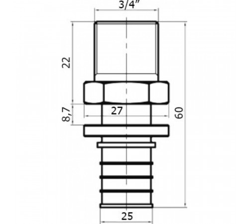 Переходник Stout SFA 0001 25xR 3/4, аксиальный, с наружной резьбой