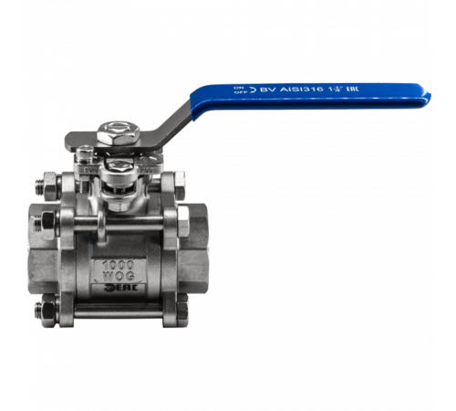 Кран шаровый муфтовый под привод нержавеющий (3PC), AISI304 DN32 (1_1/4