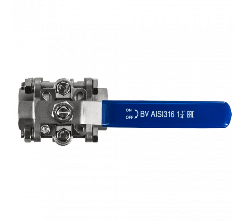 Кран шаровый муфтовый под привод нержавеющий (3PC), AISI304 DN32 (1_1/4