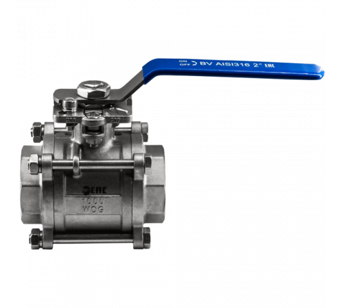 Кран шаровый муфтовый под привод нержавеющий (3PC), AISI316 DN50 (2