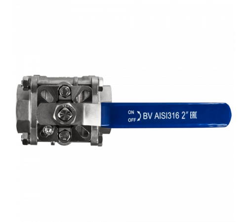 Кран шаровый муфтовый под привод нержавеющий (3PC), AISI316 DN50 (2