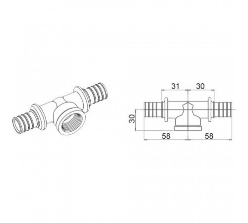 Тройник Rehau Rautitan RX+ 32-3/4-25 внутренняя резьба