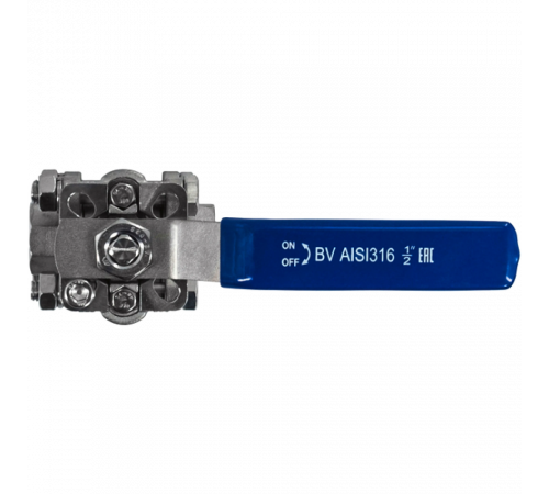 Кран шаровый муфтовый под привод нержавеющий (3PC), AISI304 DN15 (1/2