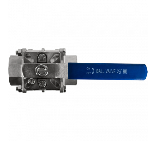 Кран шаровый муфтовый под привод нержавеющий (3PC), AISI304 DN65 (2_1/2