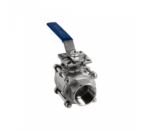 Кран шаровый муфтовый под привод нержавеющий (3PC), AISI304 DN65 (2_1/2