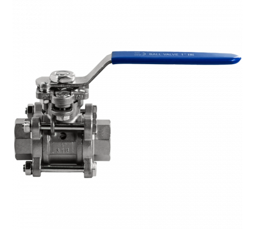 Кран шаровый муфтовый под привод нержавеющий (3PC), AISI316 DN25 (1