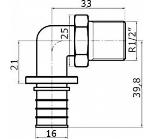 Угольник Stout SFA 0005 16xR 1/2, с наружной резьбой, аксиальный