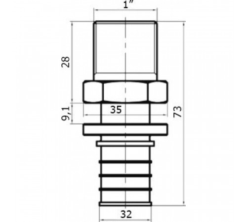 Переходник Stout SFA 0001 32xR 1, аксиальный, с наружной резьбой