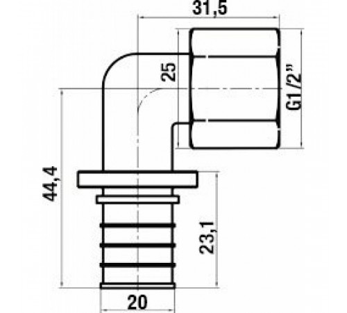Угольник Stout SFA 0006 20xG 1/2, с внутренней резьбой, аксиальный