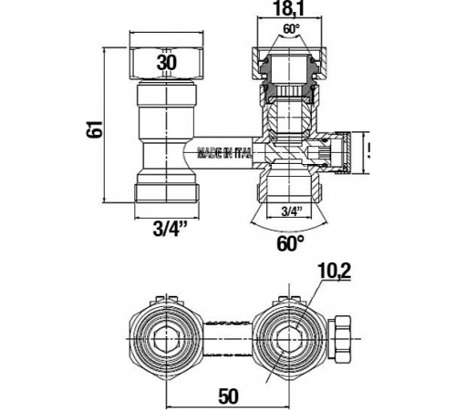 Узел присоединения Stout SVH 0001 3/4, прямой