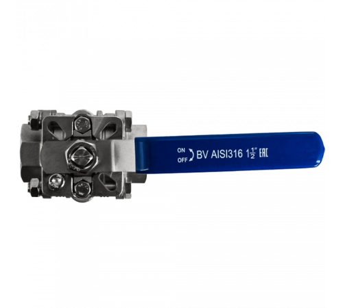 Кран шаровый муфтовый под привод нержавеющий (3PC), AISI316 DN40 (1_1/2