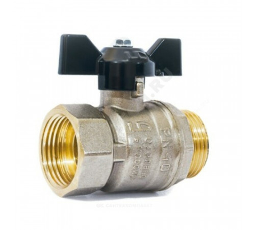 Кран шаровой латунь никель Pride Ду 20 Ру40 ВР/НР полнопроходной бабочка11б27п1 LD 47.20.В-Н.Б .