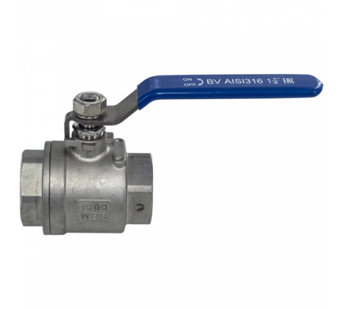 Кран шаровый муфтовый двусоставной нержавеющий (2PC), AISI316 DN32 (1_1/4