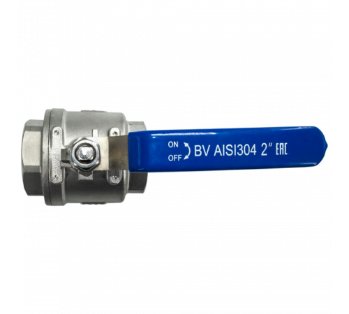 Кран шаровый муфтовый двусоставной нержавеющий (2PC), AISI304 DN50 (2