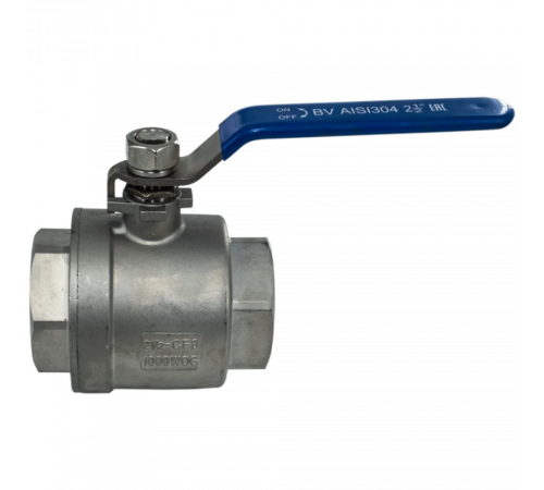 Кран шаровый муфтовый двусоставной нержавеющий (2PC), AISI304 DN65 (2_1/2