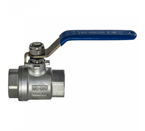 Кран шаровый муфтовый двусоставной нержавеющий (2PC), AISI304 DN20 (3/4