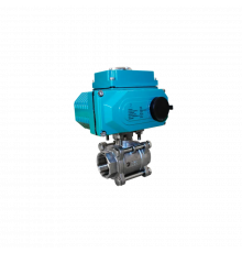 Кран шаровый муфтовый (3PC), AISI304 DN25 (1"), с электроприводом AC 24V (C-03)