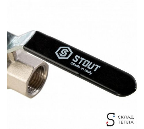 Кран шаровой полнопроходной STOUT - 1/2' (НР/ВР, PN40, Tmax 150°С, ручка-рычаг черная) SVB-0003-000015