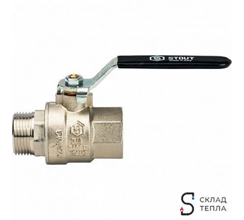 Кран шаровой полнопроходной STOUT - 3/4' (НР/ВР, PN40, Tmax 150°С, ручка-рычаг черная) SVB-0003-000020