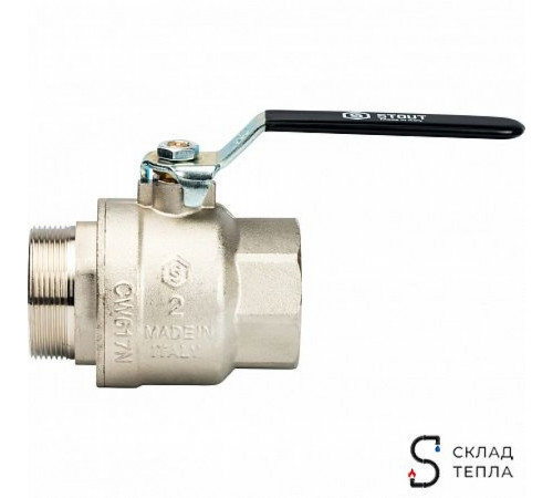 Кран шаровой полнопроходной STOUT - 2' (НР/ВР, PN40, Tmax 150°С, ручка-рычаг черная) SVB-0003-000050