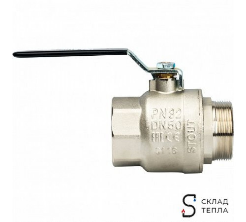 Кран шаровой полнопроходной STOUT - 2' (НР/ВР, PN40, Tmax 150°С, ручка-рычаг черная) SVB-0003-000050