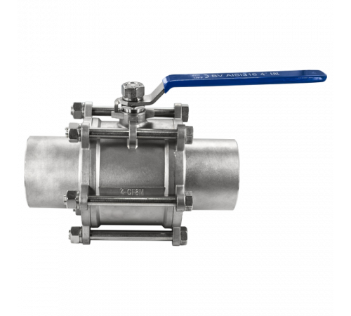 Кран шаровый приварной трехсоставной нержавеющий (3PC), AISI316 DN 100 (4
