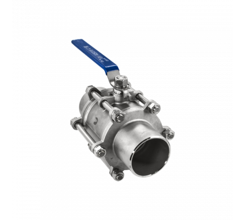 Кран шаровый приварной трехсоставной нержавеющий (3PC), AISI316 DN 100 (4