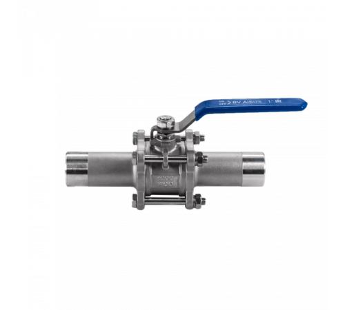 Кран шаровый приварной трехсоставной нержавеющий (3PC), AISI316 DN25 (1