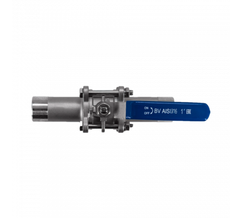 Кран шаровый приварной трехсоставной нержавеющий (3PC), AISI316 DN25 (1