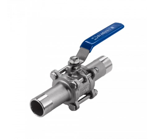 Кран шаровый приварной трехсоставной нержавеющий (3PC), AISI316 DN25 (1