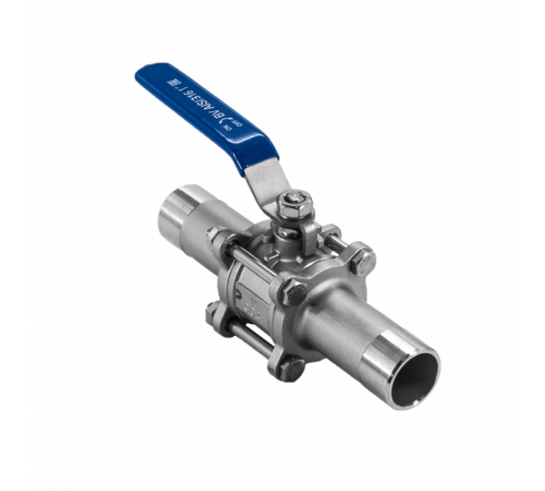 Кран шаровый приварной трехсоставной нержавеющий (3PC), AISI316 DN25 (1