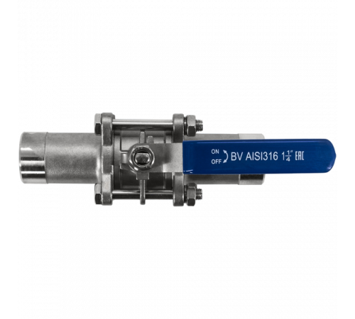 Кран шаровый приварной трехсоставной нержавеющий (3PC), AISI316 DN32 (1_1/4