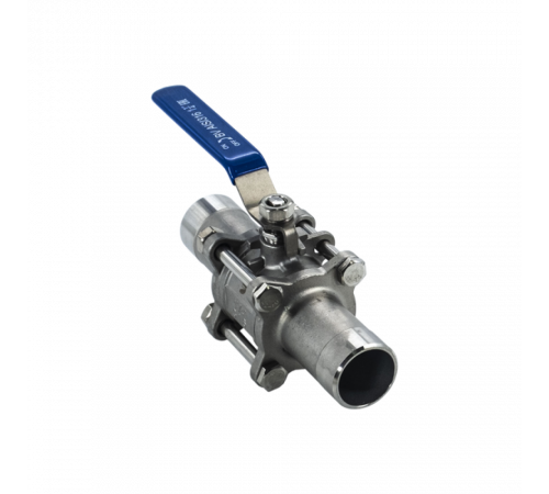 Кран шаровый приварной трехсоставной нержавеющий (3PC), AISI316 DN32 (1_1/4