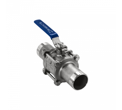 Кран шаровый приварной трехсоставной нержавеющий (3PC), AISI316 DN50 (2