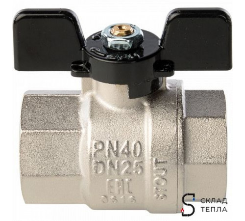 Кран шаровой полнопроходной STOUT - 3/4' (ВР/ВР, PN40, Tmax 150°С, ручка-бабочка черная) SVB-0002-000020