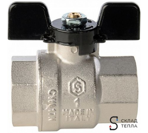 Кран шаровой полнопроходной STOUT - 1'1/4 (ВР/ВР, PN40, Tmax 150°С, ручка-бабочка черная) SVB-0002-000032