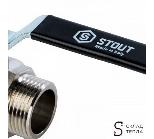 Кран шаровой полнопроходной STOUT - 3/4' (НР/НР, PN40, Tmax 150°С, ручка-рычаг черная) SVB-0005-000020