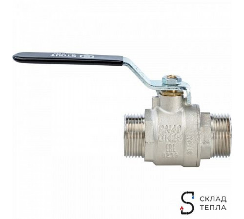 Кран шаровой полнопроходной STOUT - 1' (НР/НР, PN40, Tmax 150°С, ручка-рычаг черная) SVB-0005-000025