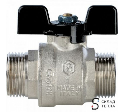 Кран шаровой полнопроходной STOUT - 3/4' (НР/НР, PN40, Tmax 150°С, ручка-бабочка черная) SVB-0006-000020