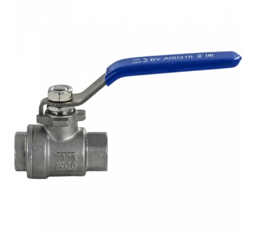 Кран шаровый муфтовый двусоставной нержавеющий (2PC), AISI316 DN10 (3/8