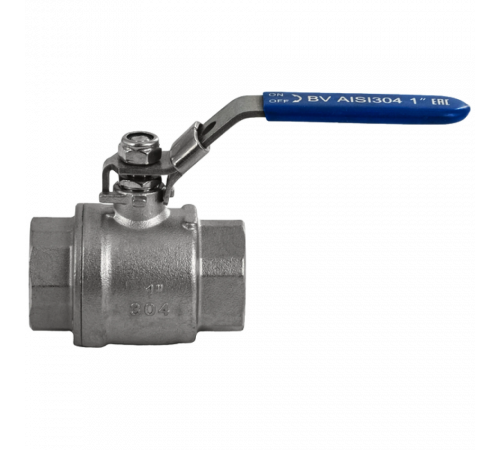 Кран шаровый муфтовый двусоставной с фиксатором нержавеющий (2PC), AISI304 DN25 (1