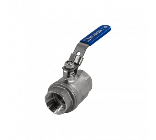 Кран шаровый муфтовый двусоставной с фиксатором нержавеющий (2PC), AISI304 DN25 (1